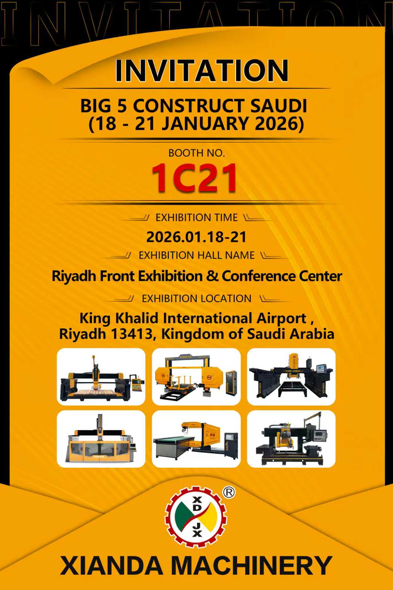 XIANDA MACHINERY inviterer dig til at se de seneste innovationer på BIG 5 CONSTRUCT SAUDI 2026